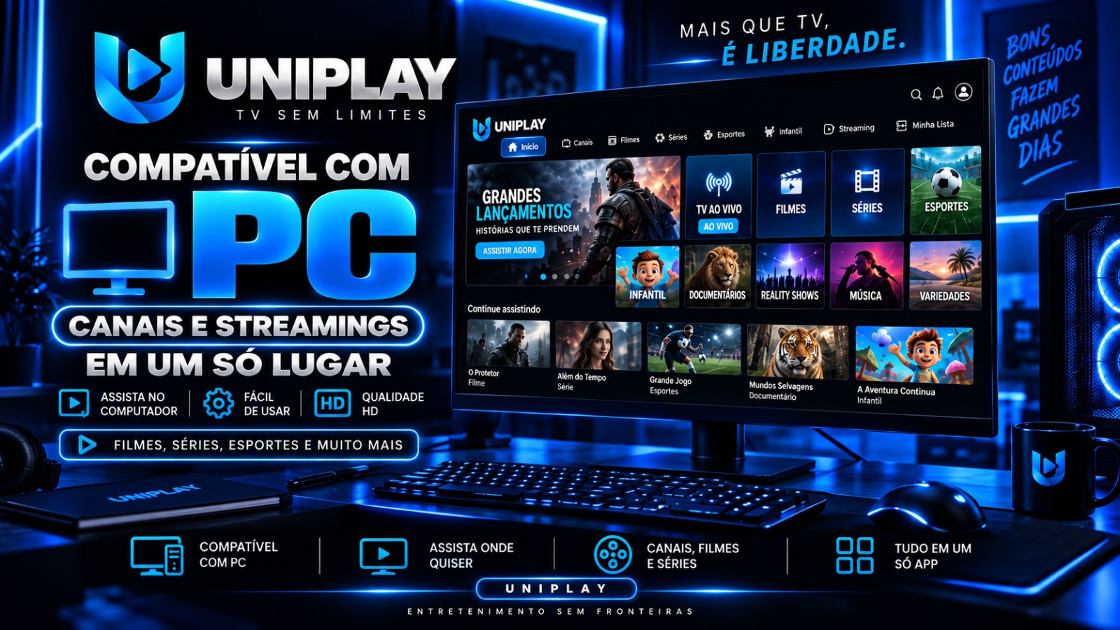 Canais tudo livre - Para PC - 30 dias